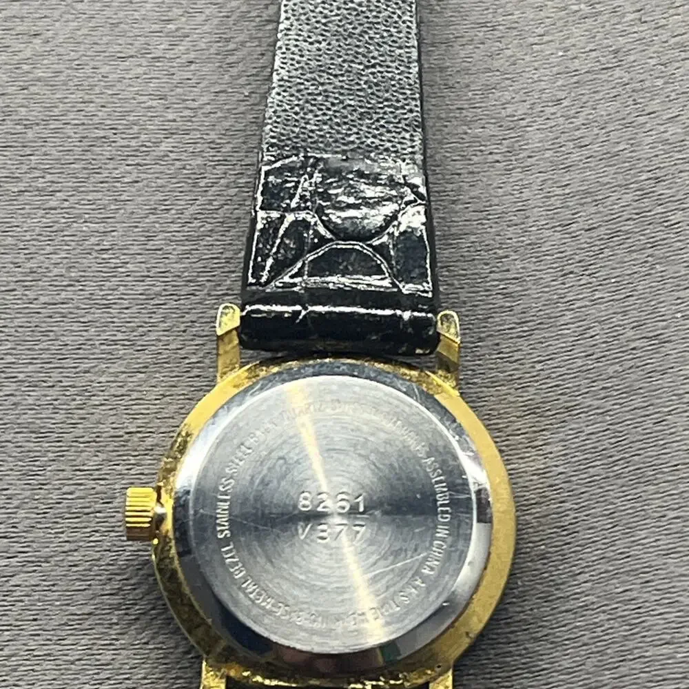 VNT Gitano Abalone Mother of Pearl Shell Dial Quartz Women’s Watch Black Leather